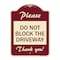 Signmission Please Do Not Block Driveway Thank You! Heavy-Gauge Aluminum Sign, 24" x 18", BU-1824-23295 A-DES-BU-1824-23295 - alternate 1